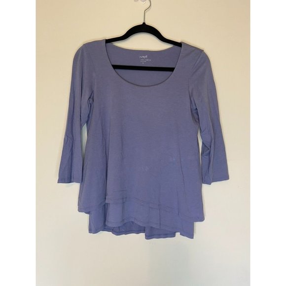 Pure Jill J. Jill women's XS blue 3/4 sleeve elliptical layered tunic top casual - Picture 1 of 5